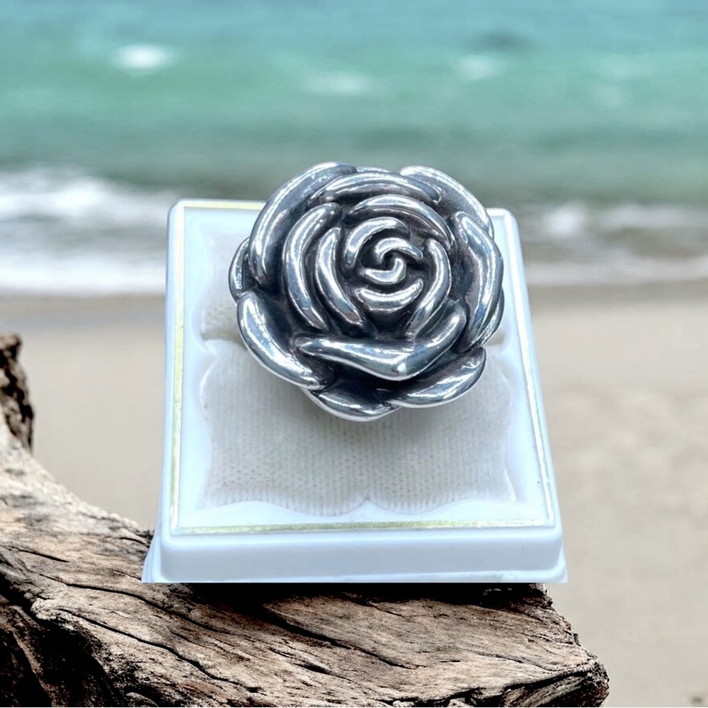 🌺Large Sterling Rose Ring - Picture 3 of 11